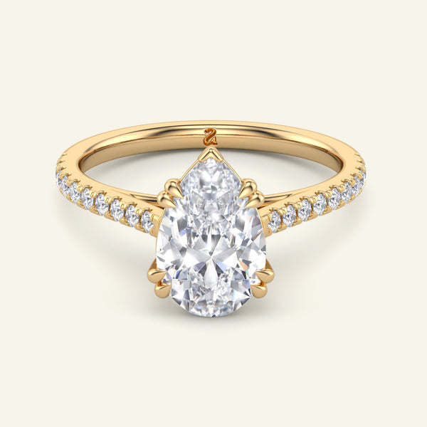 Cora Pear Cathedral Pavé Solitaire Lab Grown Diamond Ring