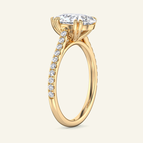 Cora Pear Cathedral Pavé Solitaire Lab Grown Diamond Ring