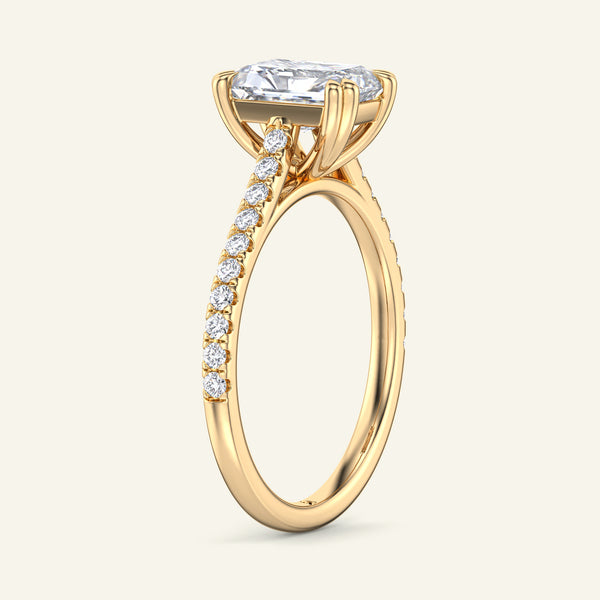Cora Radiant Cathedral Pavé Solitaire Lab Grown Diamond Ring