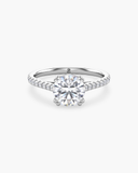 Cora Round Cathedral Pavé Solitaire Diamond Ring