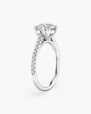 Cora Round Cathedral Pavé Solitaire Diamond Ring