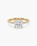 Cora Round Cathedral Pavé Solitaire Diamond Ring