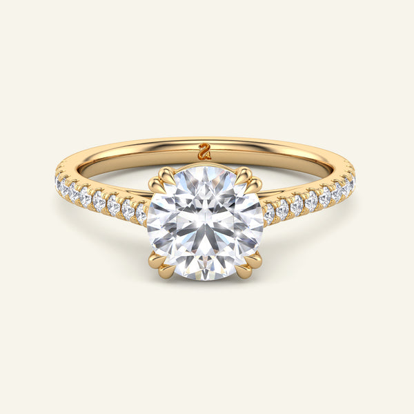 Cora Round Cathedral Pavé Solitaire Lab Grown Diamond Ring