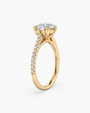 Cora Round Cathedral Pavé Solitaire Diamond Ring