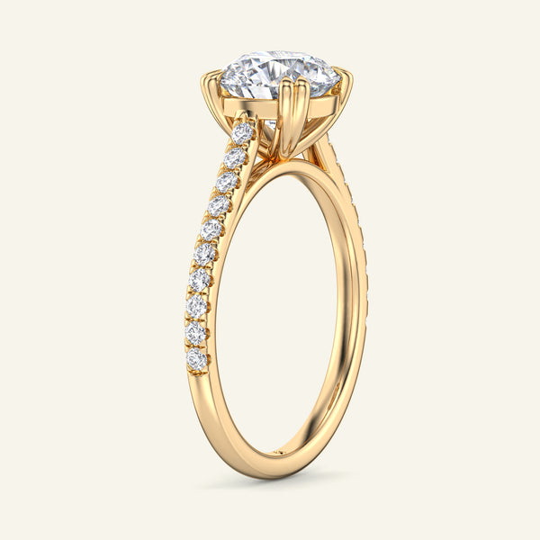 Cora Round Cathedral Pavé Solitaire Lab Grown Diamond Ring
