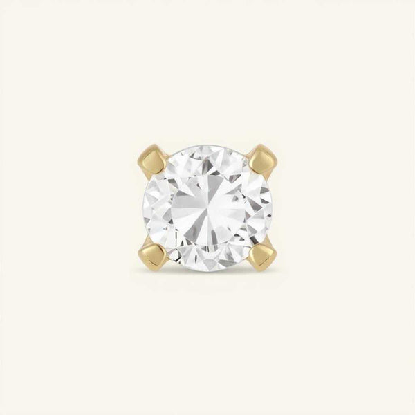 Round Lab Diamond Stud Earrings with gold prong setting, offering timeless sparkle and elegance for everyday wear.
