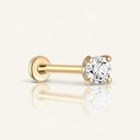 Flat-back Round Lab Diamond Stud Earring in gold, designed for secure, all-day comfort and brilliant shine.