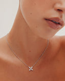 Alya Stone Margot Marquise X diamond necklace styled on a model