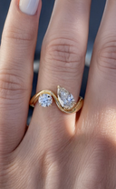Nectar Round Pear Floating Toi et Moi Lab Grown Diamond Ring