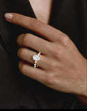 Vera Pear Half-Coverage Side Stone Lab Grown Diamond Ring