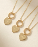 Alya Stone Radiance Heart Diamond Necklace showing engraving detail in solid gold